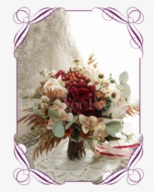 Silk Artificial Autumn / Fall Wedding Bridal Bouquet - Navy Mauve Dust Pink, HD Png Download, Transparent PNG