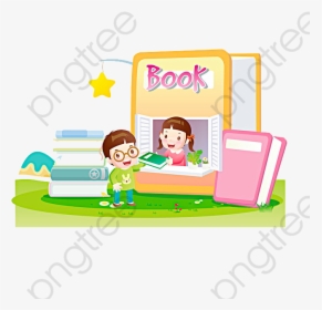 Cartoon Kids And Books, HD Png Download, Transparent PNG