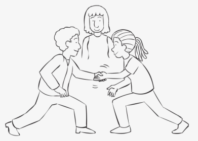 Two People Step Forward On One Leg To Shake Hands, - Line Art, HD Png Download, Transparent PNG