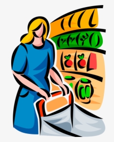 Vector Illustration Of Food Shopper With Shopping Cart - Shopping Supermarket Png Clipart, Transparent Png, Transparent PNG