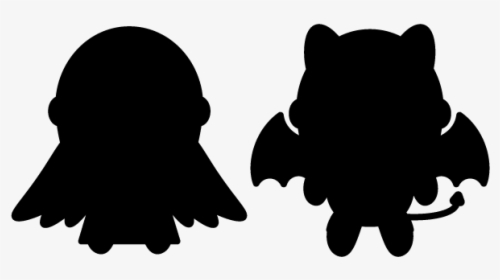 Black Silhouette Character White Clip Art - 天使 と 悪魔 イラスト シルエット, HD Png Download, Transparent PNG
