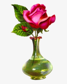 Antique Images Pink Rose - Rose Flower With Vase, HD Png Download, Transparent PNG