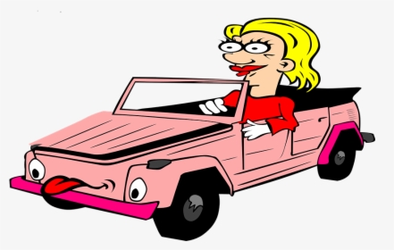 Cabriolet, Cartoon, Blond Woman, Tongue, Pink - Drive Off Phrasal Verb, HD Png Download, Transparent PNG
