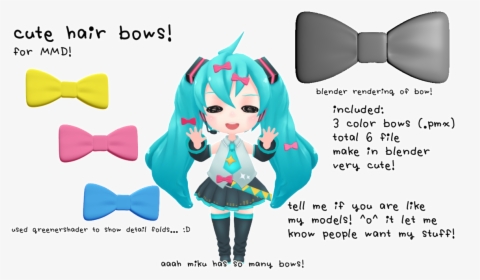 Kawaii Bow Transparent - Mmd Cute Hair Bow, HD Png Download, Transparent PNG