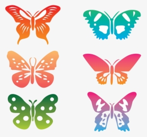Butterfly Colorful Clipart Transparent Png - Colorful Butterfly Clipart Vector, Png Download, Transparent PNG
