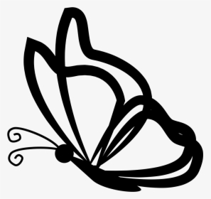 Butterfly With Transparent Wings Outlines From Side - Butterfly Side View Outline, HD Png Download, Transparent PNG