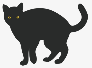 Black Cat Silhouette Illustrator Luck Cat Icon Halloween - Halloween Black Cat Drawing, HD Png Download, Transparent PNG