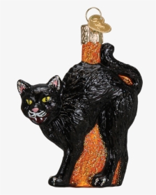Glass Scaredy Cat Ornaments For Halloween - Cat Halloween Ornaments, HD Png Download, Transparent PNG