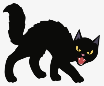 Black Cat Kitten Halloween Clip Art - Scary Cat For Halloween, HD Png Download, Transparent PNG