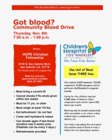 Blood Drive - Children's Hospital Los Angeles, HD Png Download, Transparent PNG