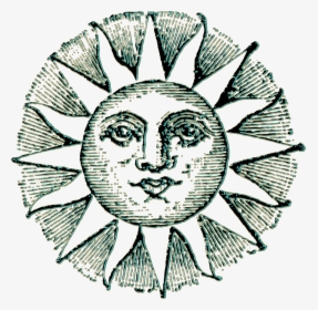 Vintage Sun 04 Clip Arts - Old Sun Drawing Png, Transparent Png, Transparent PNG