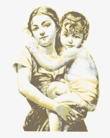 Vintage Woman With Child 04 Clip Arts - Mother Vintage, HD Png Download, Transparent PNG