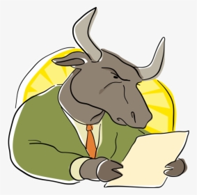 Vector Illustration Of Business Wall Street Bull Reading - Reading Bull, HD Png Download, Transparent PNG