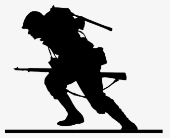 World War, Soldier, Silhouette ,run, Attack, Silhouette, - Ww2 Soldier Silhouette, HD Png Download, Transparent PNG