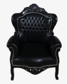 Big Baroque Armchair Black Frame, Black Leather - Armchair Black, HD Png Download, Transparent PNG