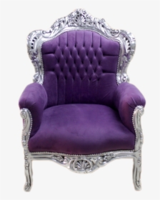 Big Baroque Armchair Silver Frame, Purple Velvet - Armchair Velvet Big, HD Png Download, Transparent PNG