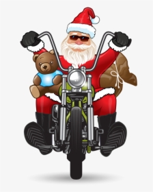 Santa On A Motorcycle Clipart, HD Png Download, Transparent PNG