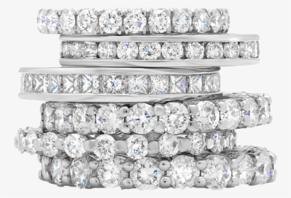 Mf Wedding Band Collection Image - Stacked Diamond Rings Png, Transparent Png, Transparent PNG