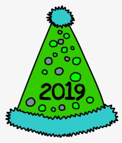 Party Hat, Pom-pom, Tinsel, Dots, 2019, Blue, Green - Party Hats On Transparent Background, HD Png Download, Transparent PNG
