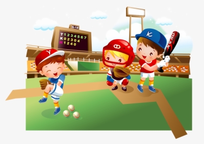 Baseball Field Cartoon Child - Play Baseball Clipart, HD Png Download, Transparent PNG