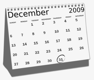Calendars, Dates, 2009, Year, December, Months, 31st - Calendar Clipart Black And White, HD Png Download, Transparent PNG