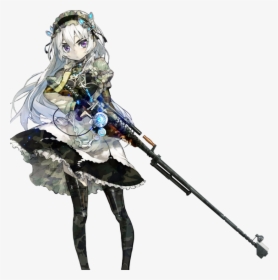 Anime Girl With White Hair And Sniper, HD Png Download, Transparent PNG