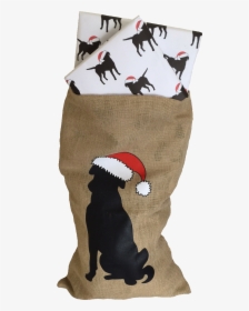 Hessian Christmas Sack With Image Of Labrador In Santa - Otter, HD Png Download, Transparent PNG