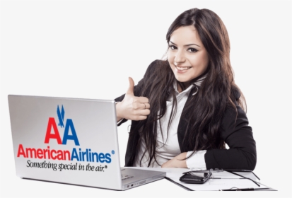 American Airlines Phone Number - Girl With Laptop Png, Transparent Png, Transparent PNG