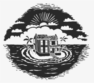Island Building Bw - Illustration, HD Png Download, Transparent PNG