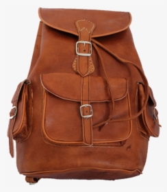 Real Vintage Leather Handmade College Backpack Bag - College Bag Png, Transparent Png, Transparent PNG