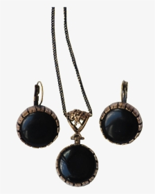 Earring And Neckless Set Of Bronze With Onyx - Locket, HD Png Download, Transparent PNG