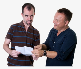 Man Holding Form And Support Worker Helping Him - Person Voting Png, Transparent Png, Transparent PNG