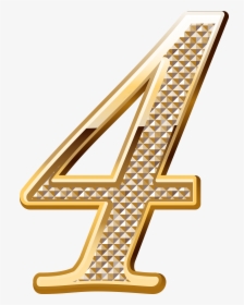 Numbers ‿✿⁀ Number Fonts, Math Numbers, Ribbon Design, - Number 4 Gold Png, Transparent Png, Transparent PNG
