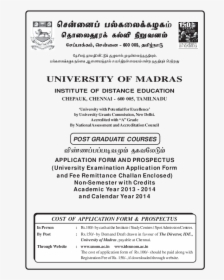 Madras University Distance Education Bonafide Certificate, HD Png Download, Transparent PNG