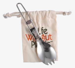 Stainless Steel Folding Spork With Organic Cotton Lwp - Spork, HD Png Download, Transparent PNG