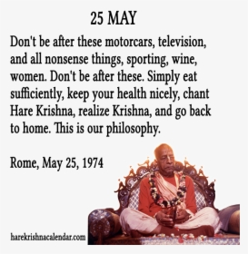 Srila Prabhupada Quotes For Month May - Grace Ac Bhaktivedanta Swami Prabhupada, HD Png Download, Transparent PNG
