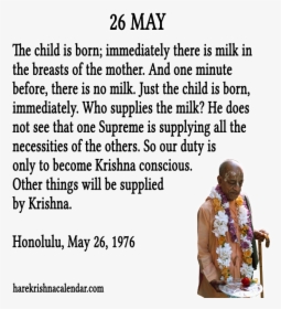 Srila Prabhupada Quotes For Month May - May 26 Born Quotes, HD Png Download, Transparent PNG