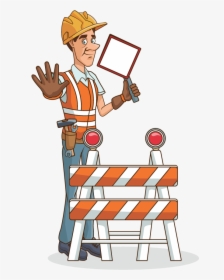 Man Standing With Safety Sign - Cartoon, HD Png Download, Transparent PNG