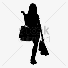 Shopping Clipart Shopping Bag - Women Black Shopping Silhouette, HD Png Download, Transparent PNG