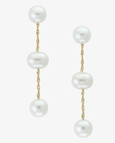 Cultured Freshwater Pearl Triple Drop Earrings In 14k - Freshwater Pearl Drop Earrings, HD Png Download, Transparent PNG