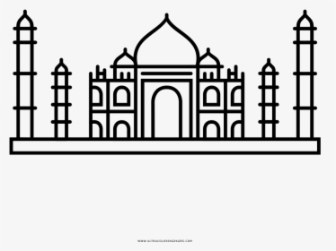 Taj Mahal Coloring Page - Drawing, HD Png Download, Transparent PNG