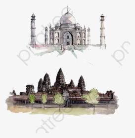 Cambodia Taj Mahal India - Angkor Wat Watercolor, HD Png Download, Transparent PNG