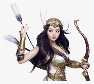 Png - Warrior Girl With Bow And Arrow, Transparent Png, Transparent PNG