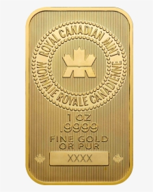 Canadian Gold Bar 1 Oz, HD Png Download, Transparent PNG