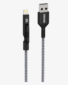 Black Zendure 2 In 1 Lightning/micro Usb Cable 1m - Supercord Lightning Cable Black 1m 3.3 Ft Zendure, HD Png Download, Transparent PNG