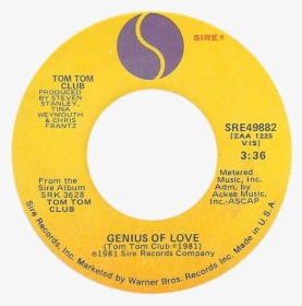 Genius Of Love By Tom Tom Club A-side Us Vinyl - Circle, HD Png Download, Transparent PNG