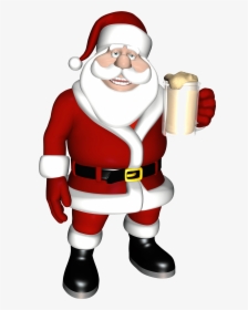 Santa With Beer - Santa Drinking Beer Png, Transparent Png, Transparent PNG