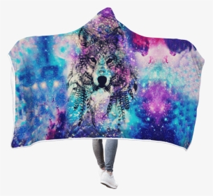 Gearhuman 3d Galaxy Wolf Custom Hooded Blanket - Galaxy Wolf Blankets, HD Png Download, Transparent PNG