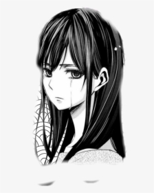 Made Transparent - Credit - - Black And White Anime Girl Transparent ...
