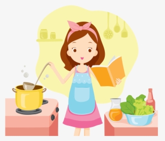 Bake Clipart Woman - Cooking Girl Clip Art, HD Png Download, Transparent PNG